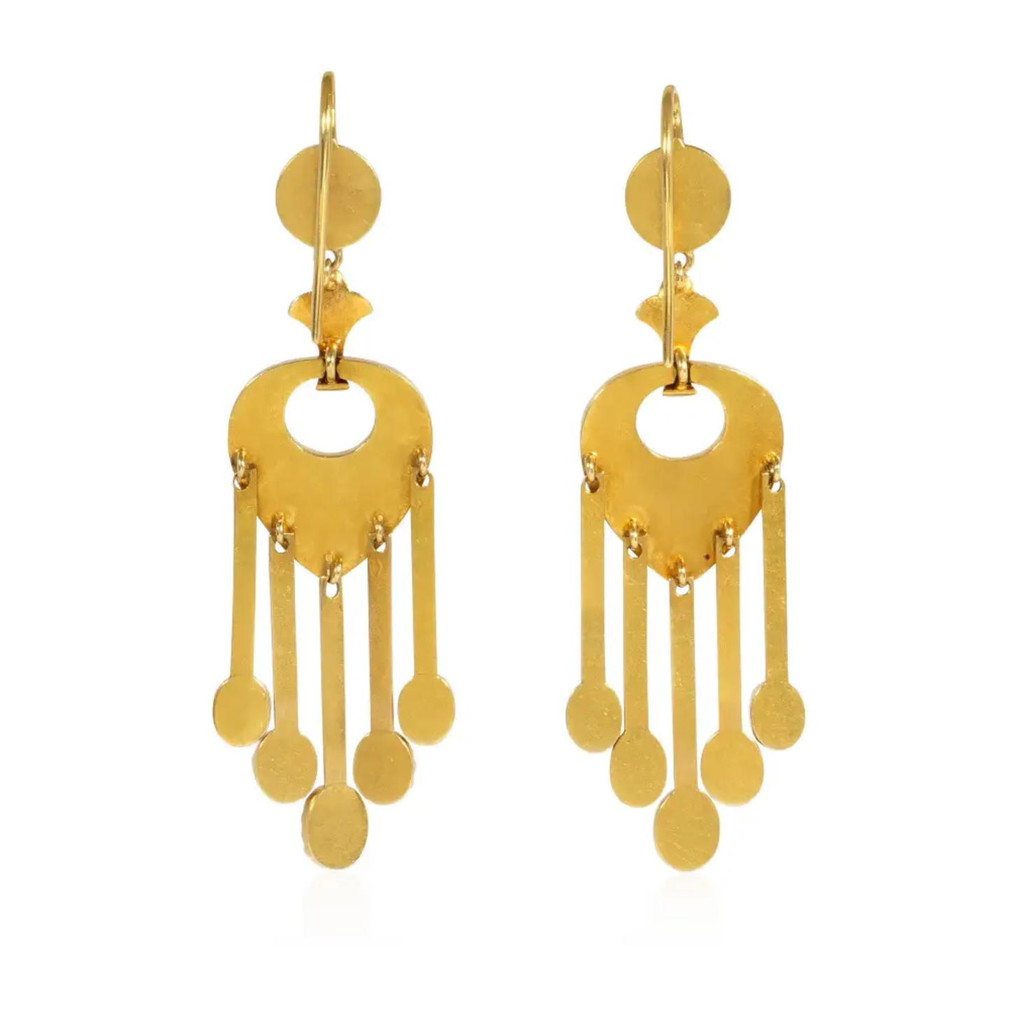 French Antique 18KT Yellow Gold Turquoise, Diamond & Enamel Earrings back