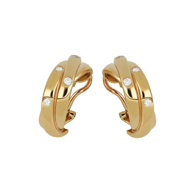 Cartier French Post-1980s 18KT Yellow Gold Diamond Earrings front