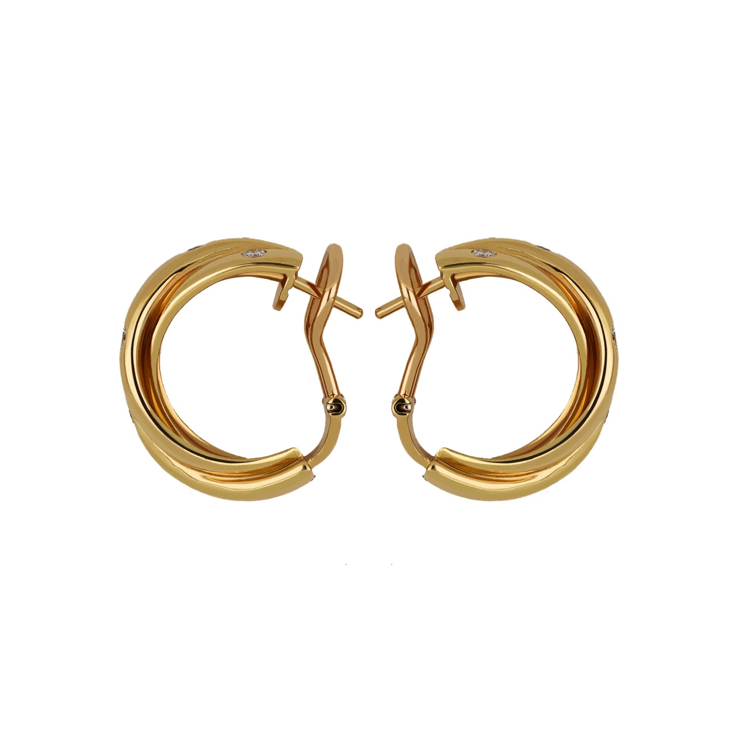 Cartier French Post-1980s 18KT Yellow Gold Diamond Earrings side