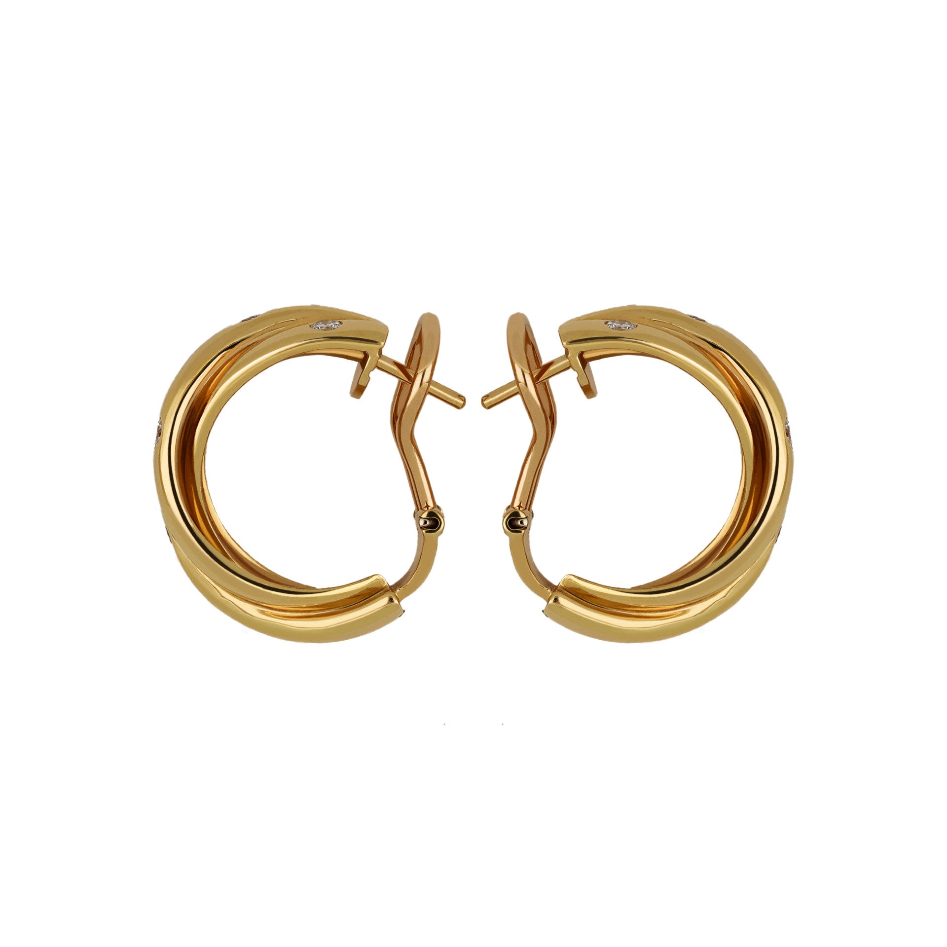 Cartier French Post-1980s 18KT Yellow Gold Diamond Earrings side