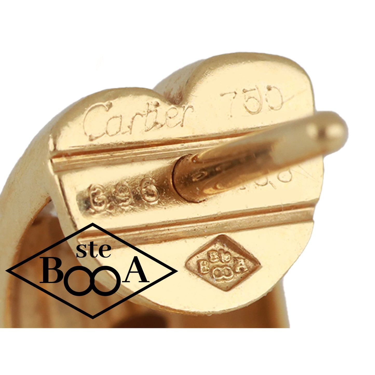 Cartier French Post-1980s 18KT Yellow Gold Diamond Earrings signature