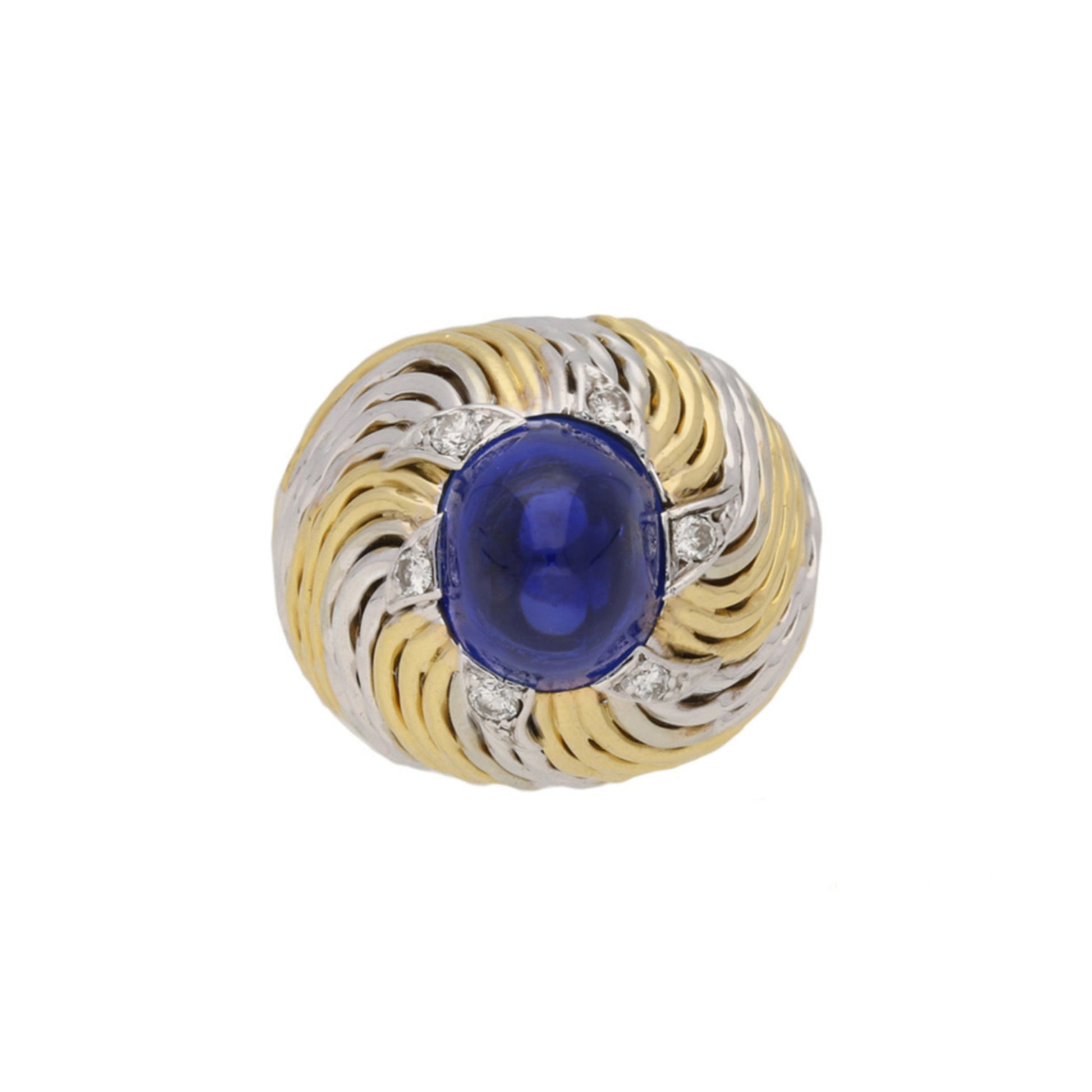 Pierre Sterle 1950s 18KT White & Yellow Gold Sapphire & Diamond Ring front