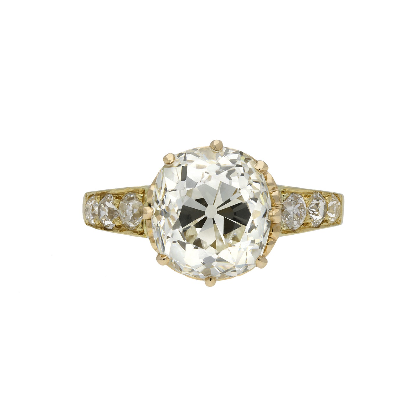 Victorian Diamond in Modern 18KT Yellow Gold Diamond Ring front