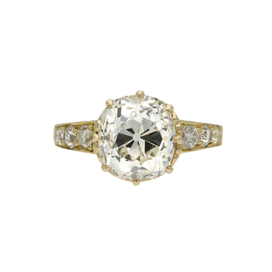 Victorian Diamond in Modern 18KT Yellow Gold Diamond Ring front