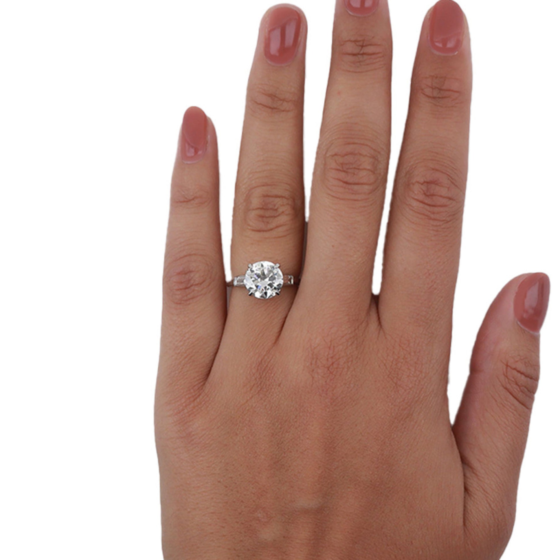 Cartier Paris 1950s Platinum Diamond Ring on finger