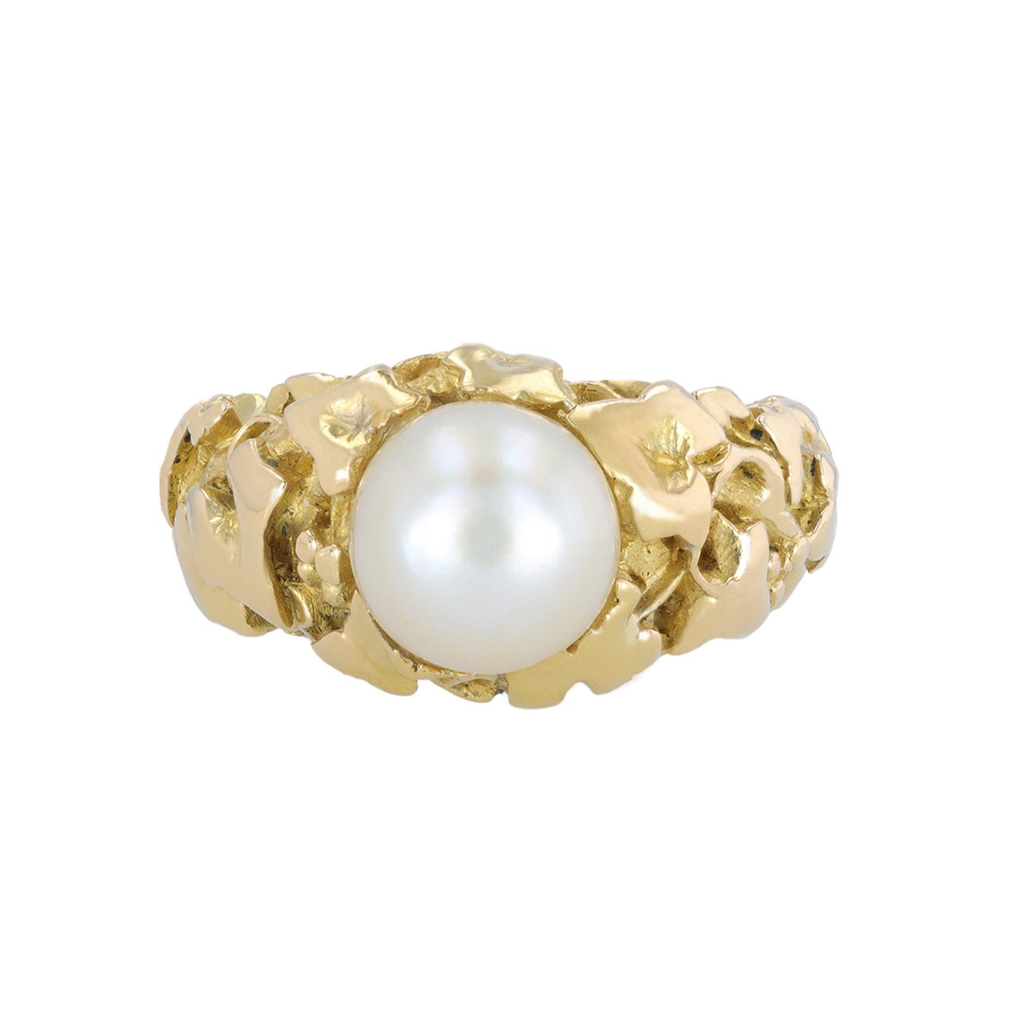 Wiese French Art Nouveau 18KT Yellow Gold Natural Pearl Ring front