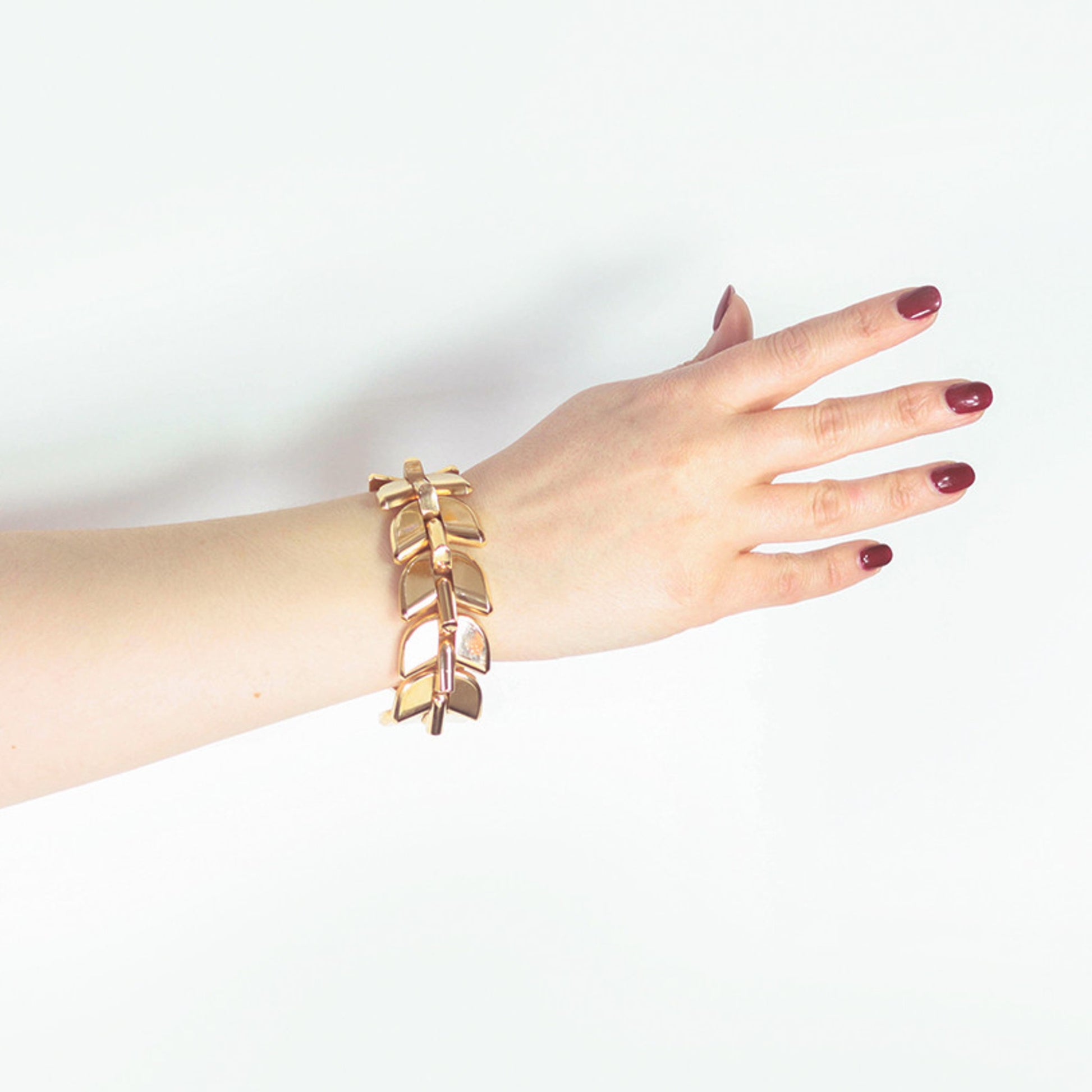 Boucheron Paris 1940s 18KT Rose Gold Bracelet on wrist