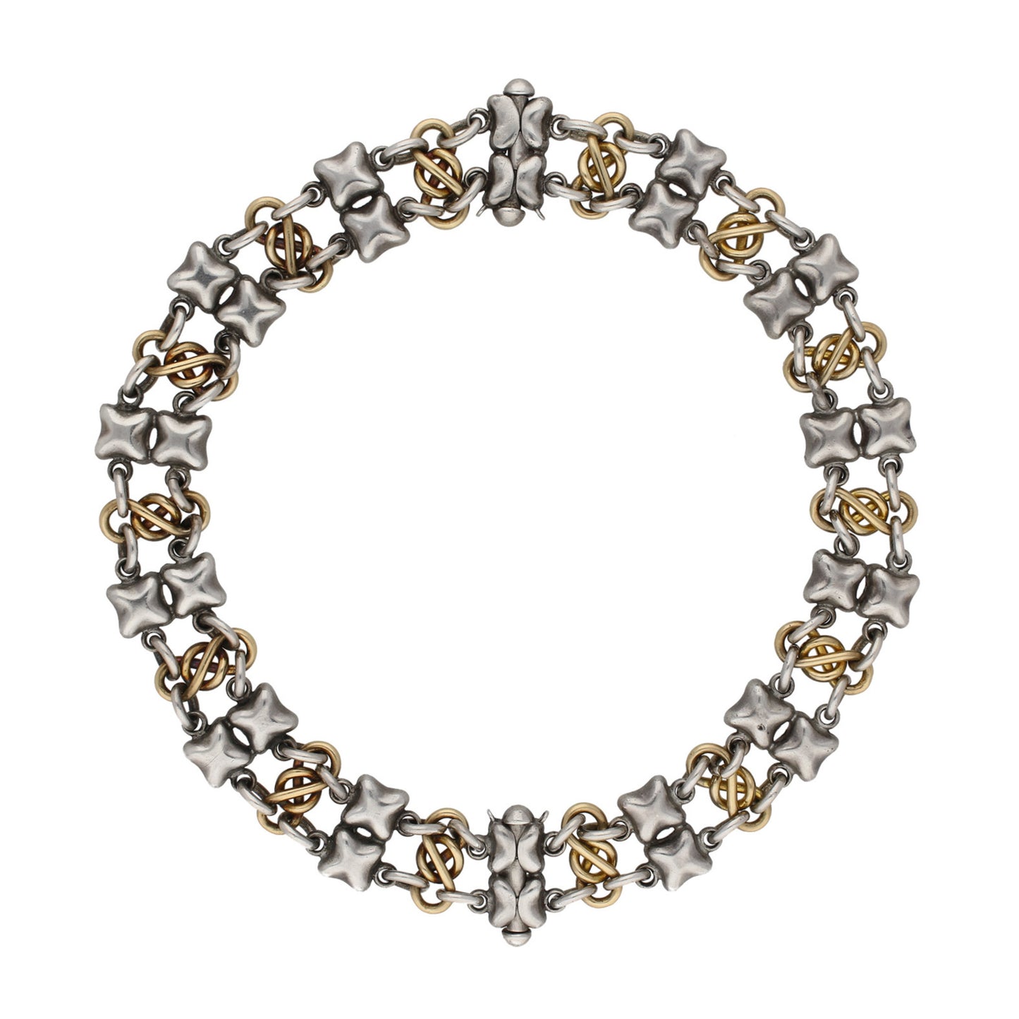 R. Lyon London Victorian Silver & 18KT Yellow Gold Bracelets front