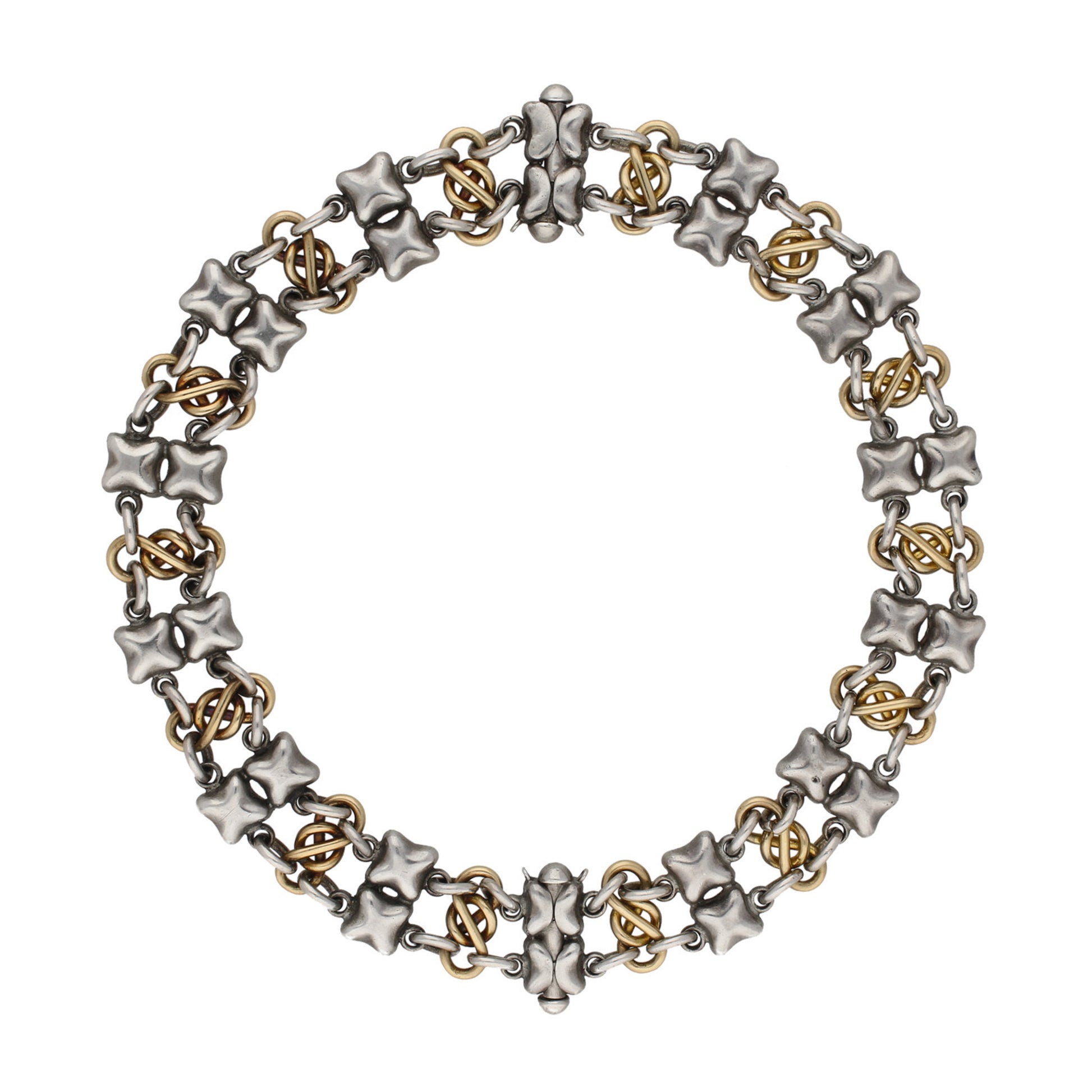 R. Lyon London Victorian Silver & 18KT Yellow Gold Bracelets front