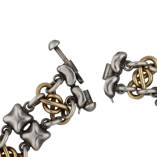 R. Lyon London Victorian Silver & 18KT Yellow Gold Bracelets clasp