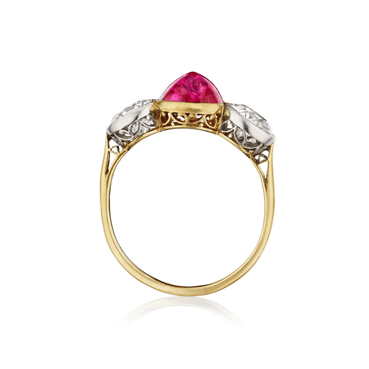 Edwardian Platinum & 18KT Yellow Gold Ruby & Diamond Ring profile