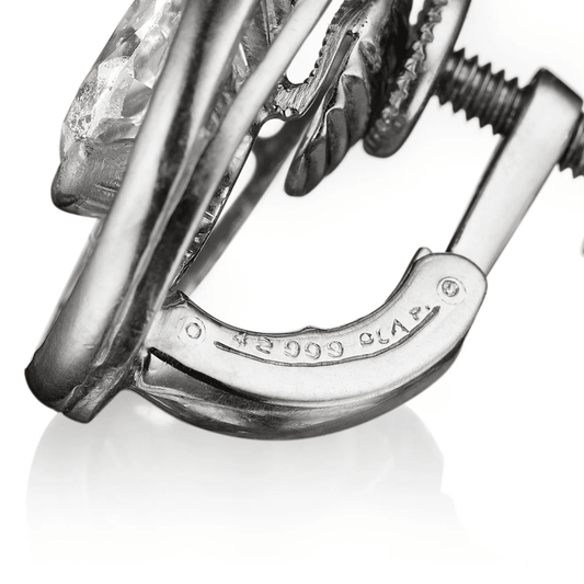 Oscar Heyman Bros. 1950s Platinum Diamond Earrings close-up