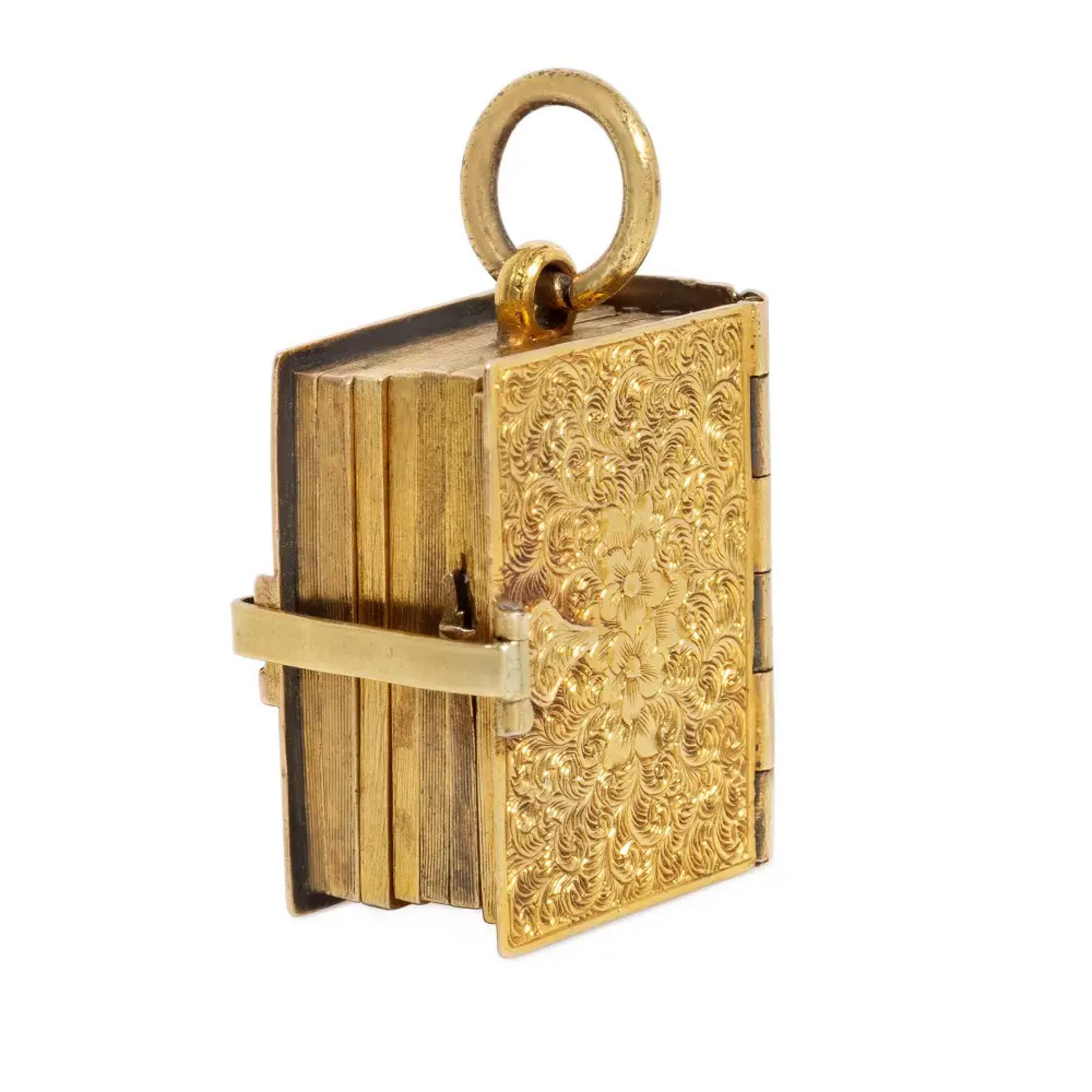 English Victorian 15KT Yellow Gold Book Locket Pendant side