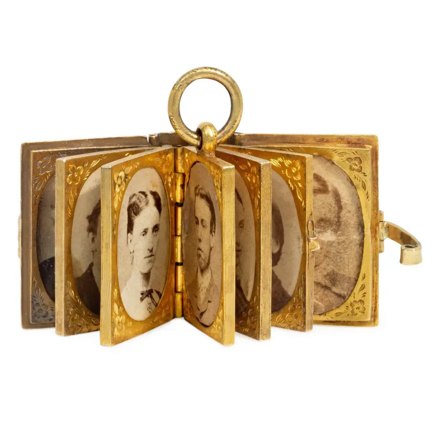 English Victorian 15KT Yellow Gold Book Locket Pendant open