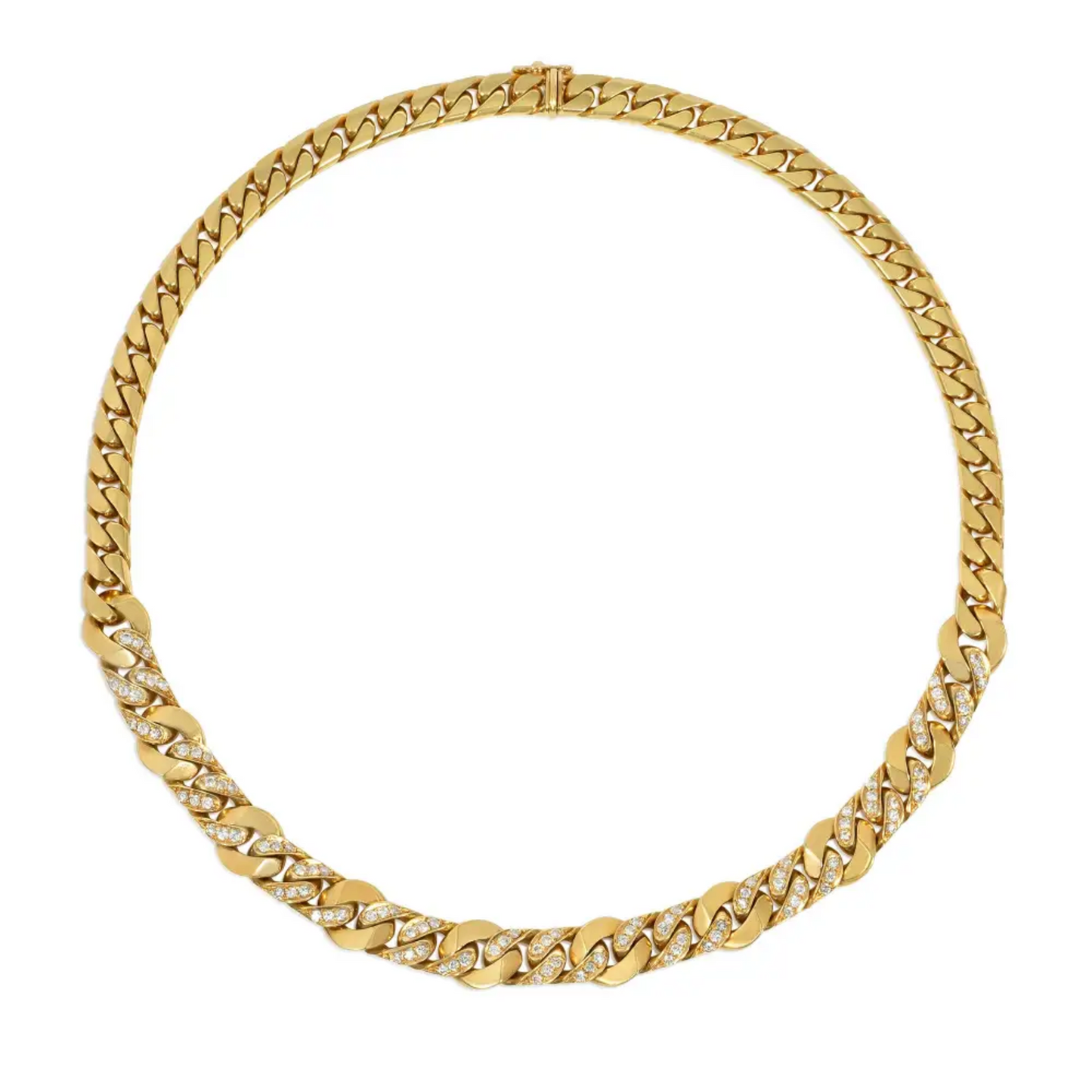 Bulgari Italy 1970s 18KT Yellow Gold Diamond Necklace front