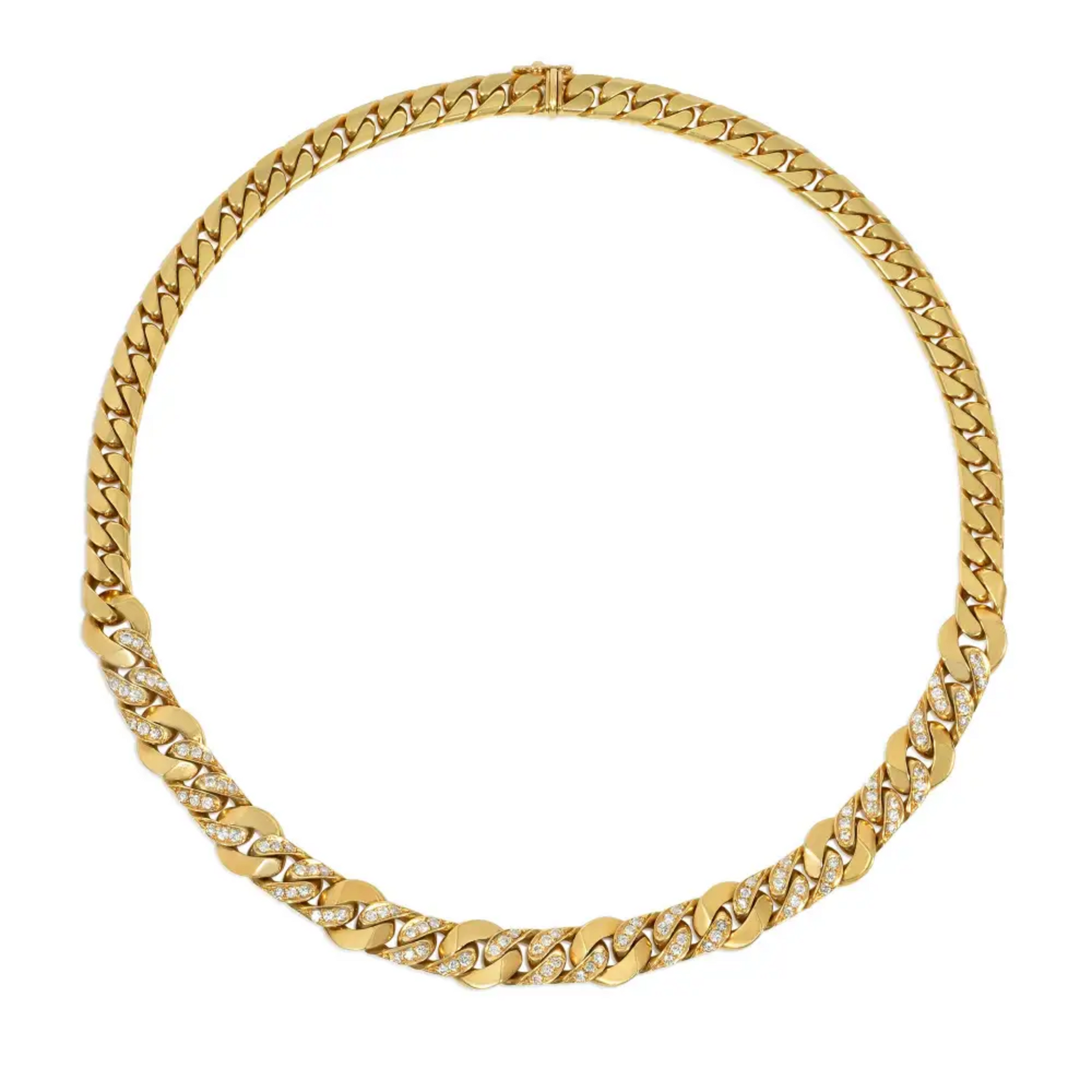 Bulgari Italy 1970s 18KT Yellow Gold Diamond Necklace front