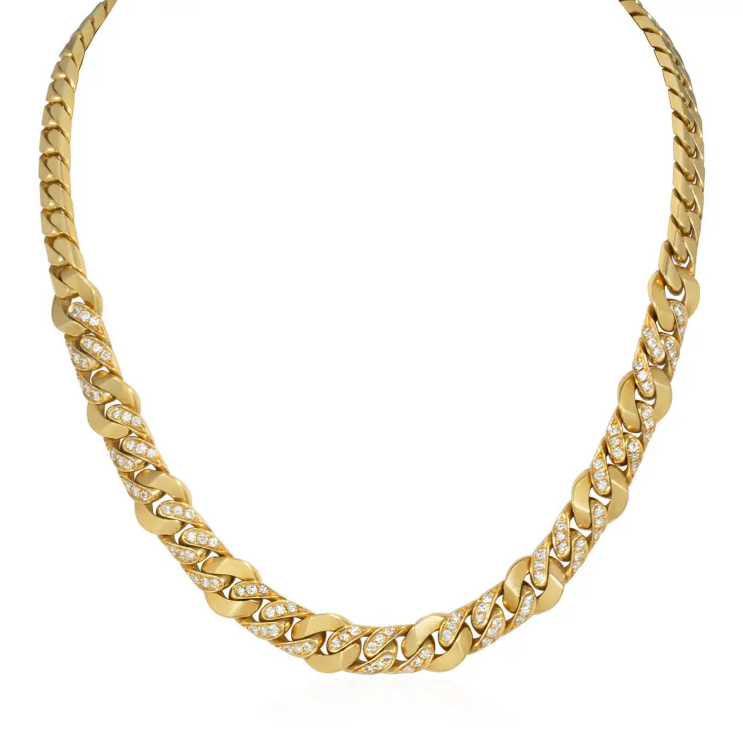 Bulgari Italy 1970s 18KT Yellow Gold Diamond Necklace front
