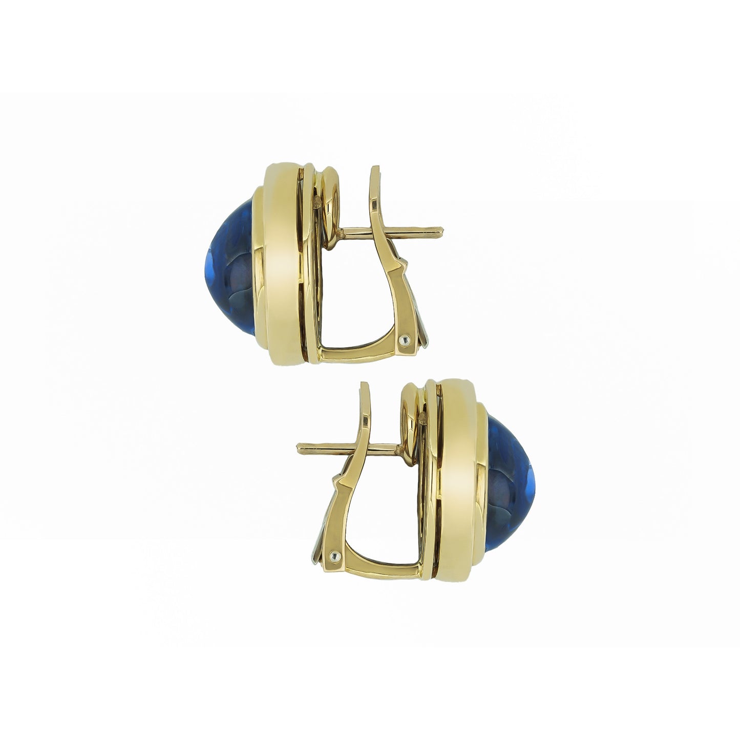 Bulgari Italy 1970s 18KT White & Yellow Gold Sapphire Earrings side