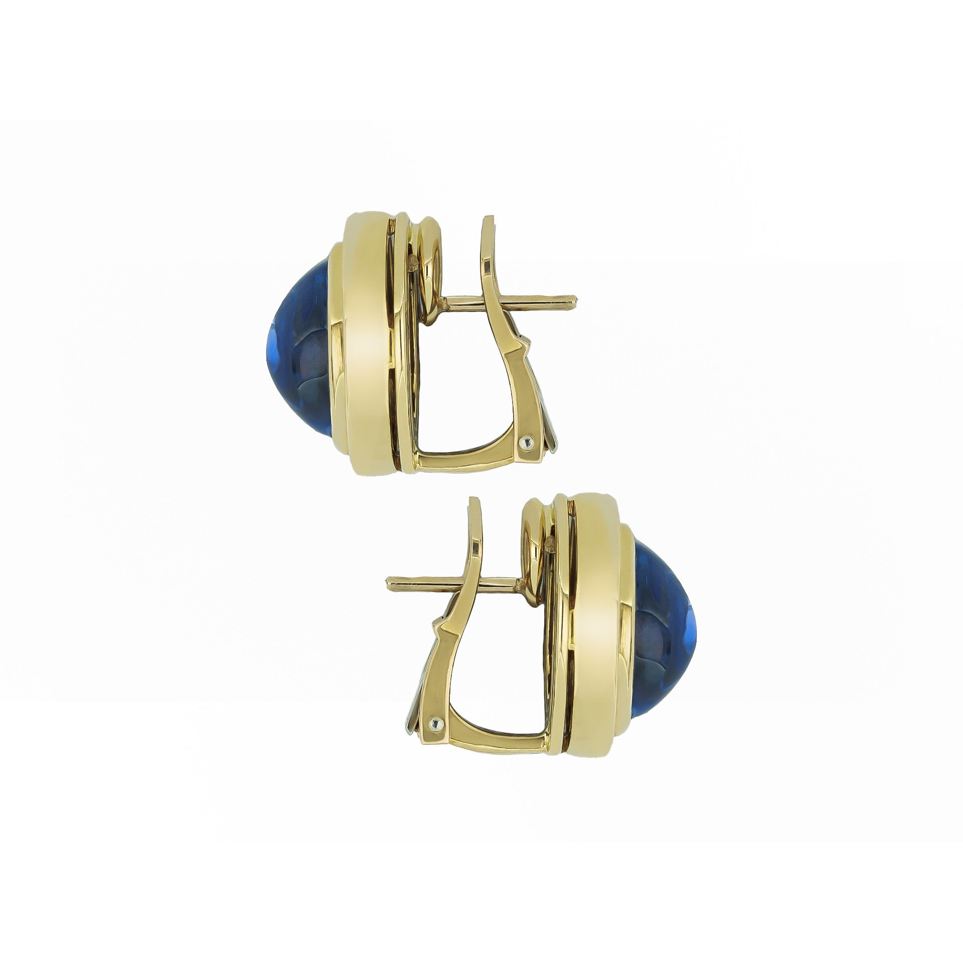 Bulgari Italy 1970s 18KT White & Yellow Gold Sapphire Earrings side