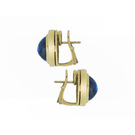Bulgari Italy 1970s 18KT White & Yellow Gold Sapphire Earrings side