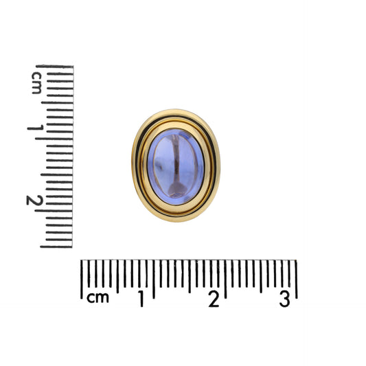 Bulgari Italy 1970s 18KT White & Yellow Gold Sapphire Earrings front