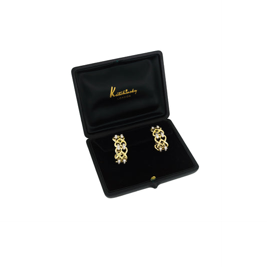 Kutchinsky English 1970s 18KT Yellow Gold Diamond Earrings in box