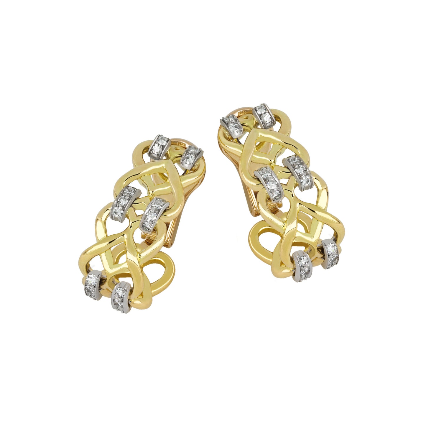 Kutchinsky English 1970s 18KT Yellow Gold Diamond Earrings front