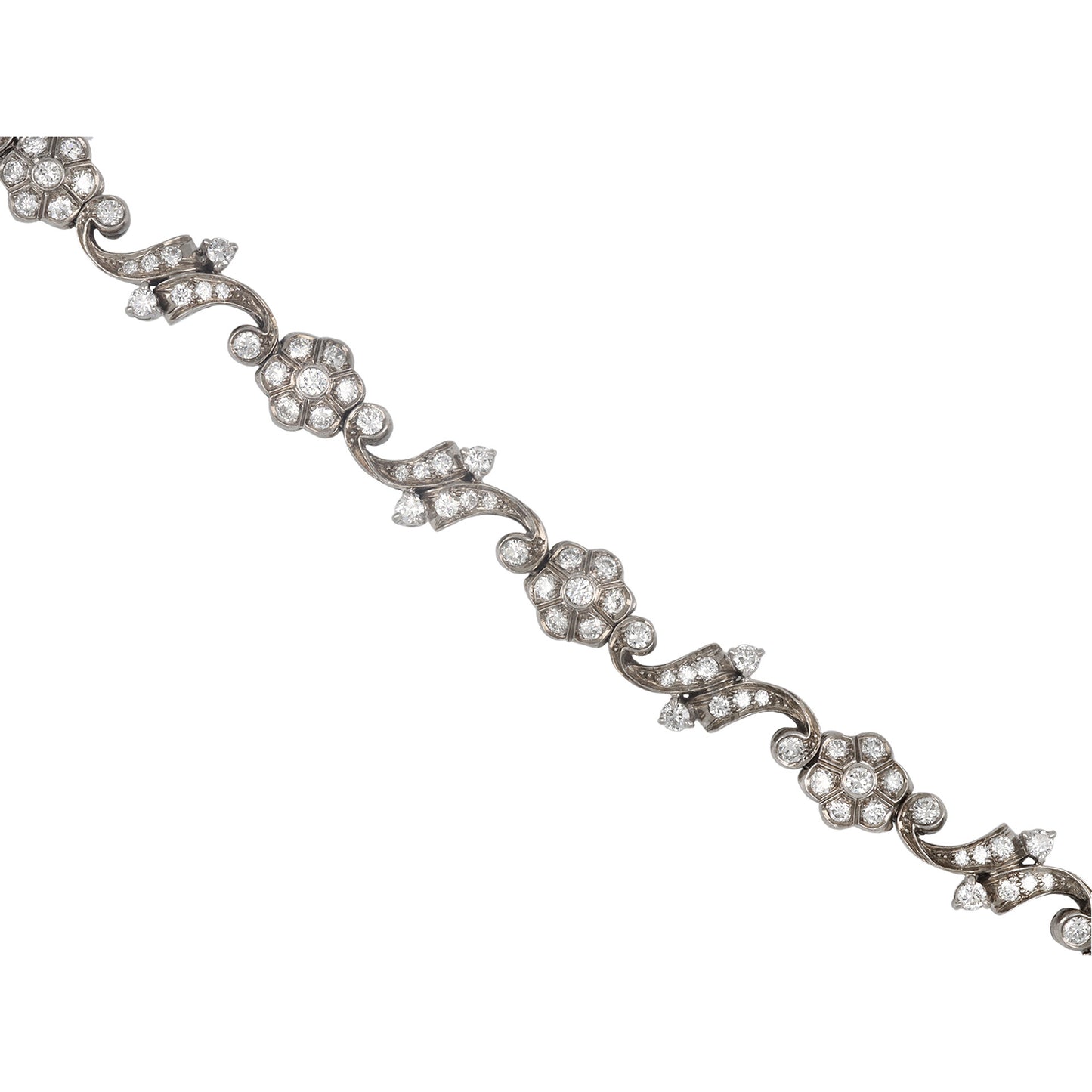Tiffany & Co. 1940s Palladium Diamond Bracelet close-up