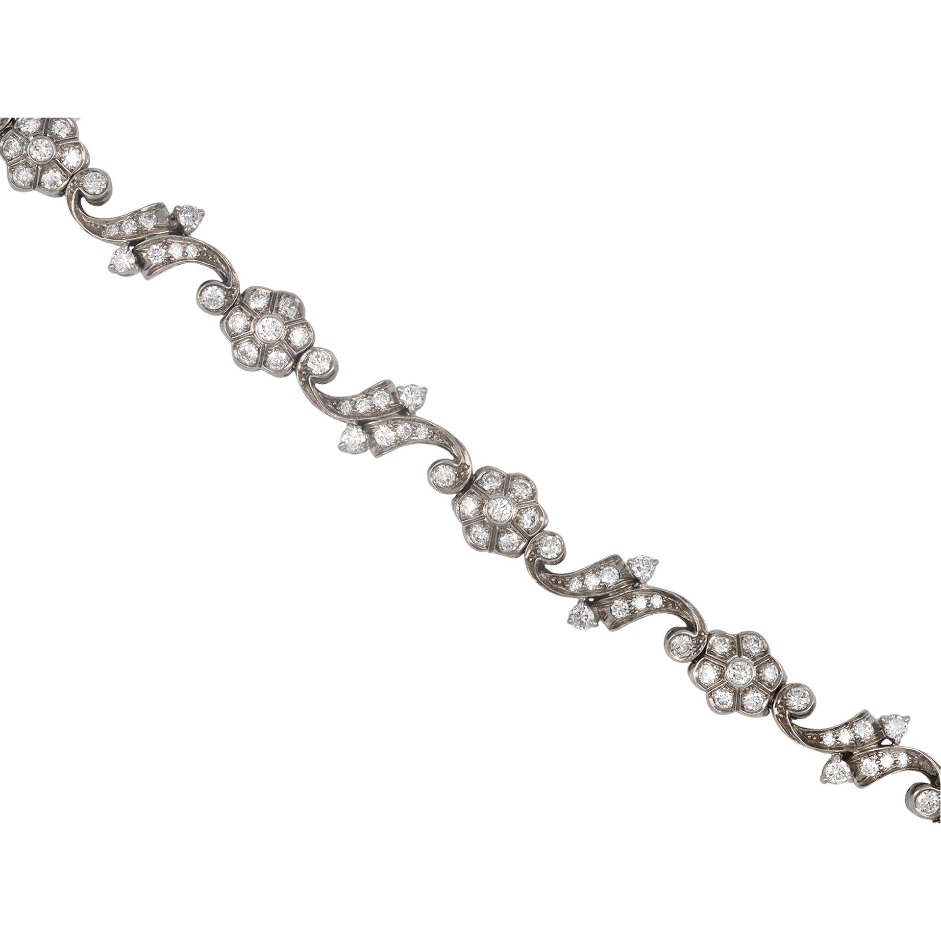 Tiffany & Co. 1940s Palladium Diamond Bracelet close-up