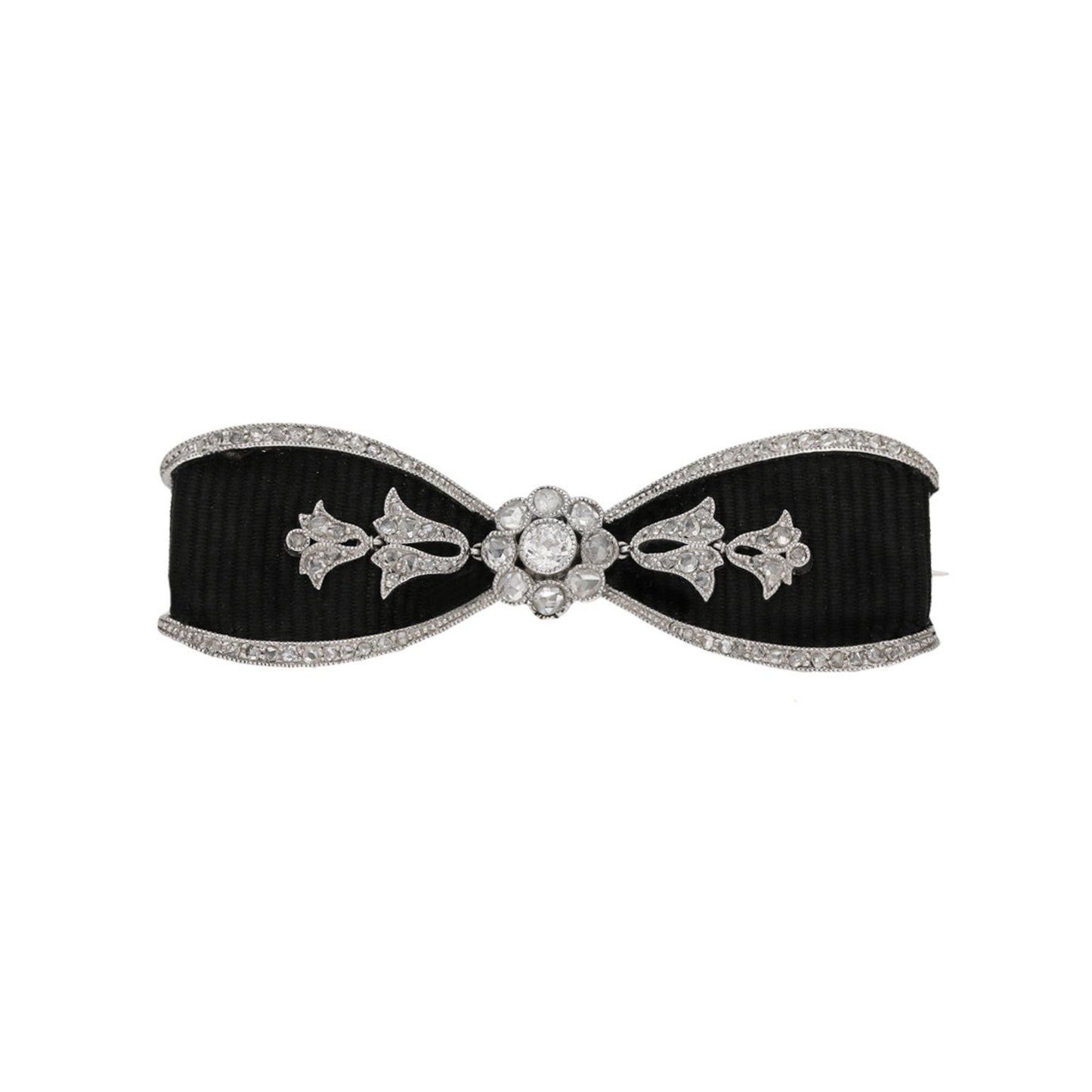 Cartier Edwardian Platinum Diamond & Ribbon Bow Brooch front