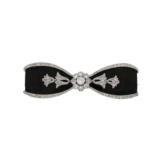 Cartier Edwardian Platinum Diamond & Ribbon Bow Brooch front