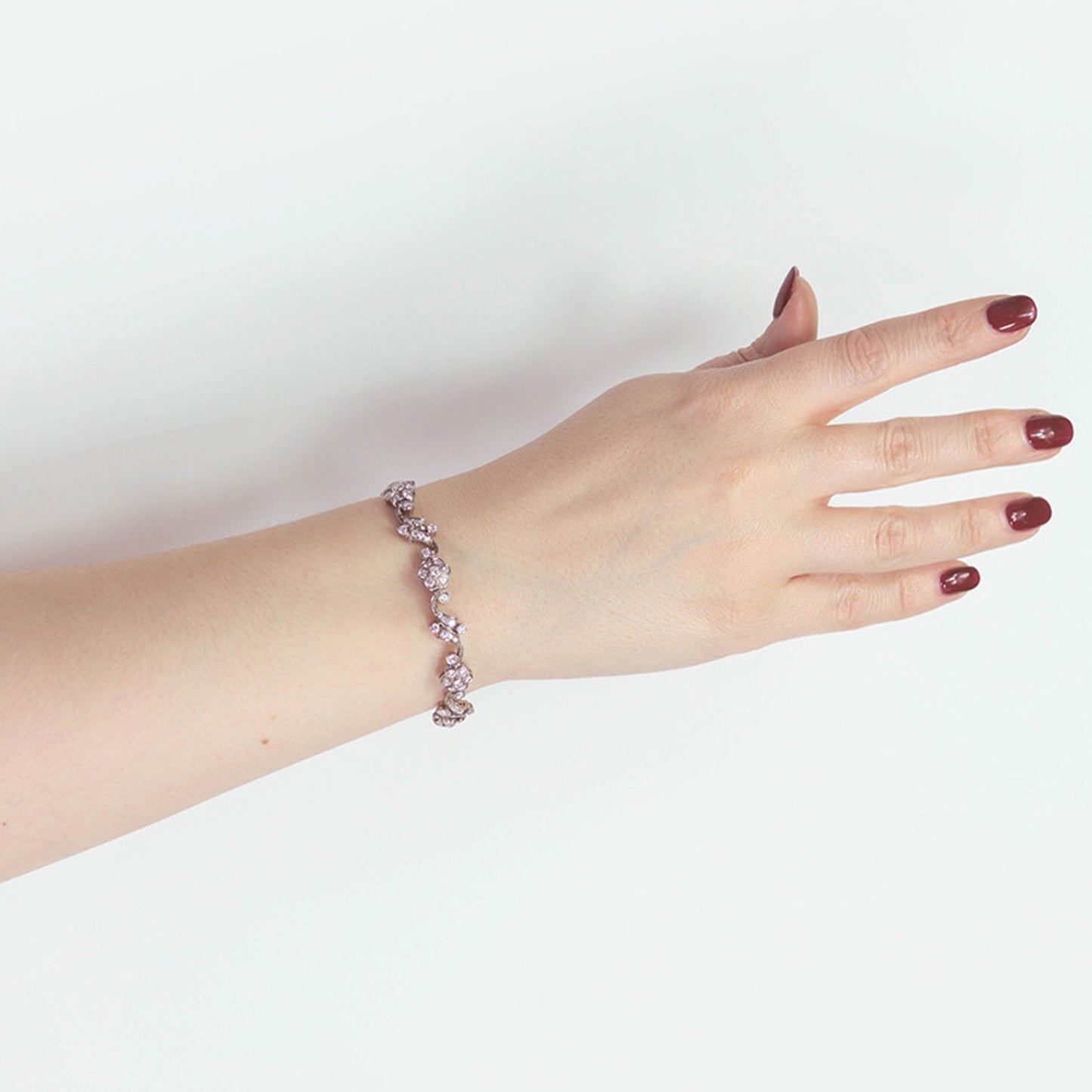 Tiffany & Co. 1940s Palladium Diamond Bracelet on wrist