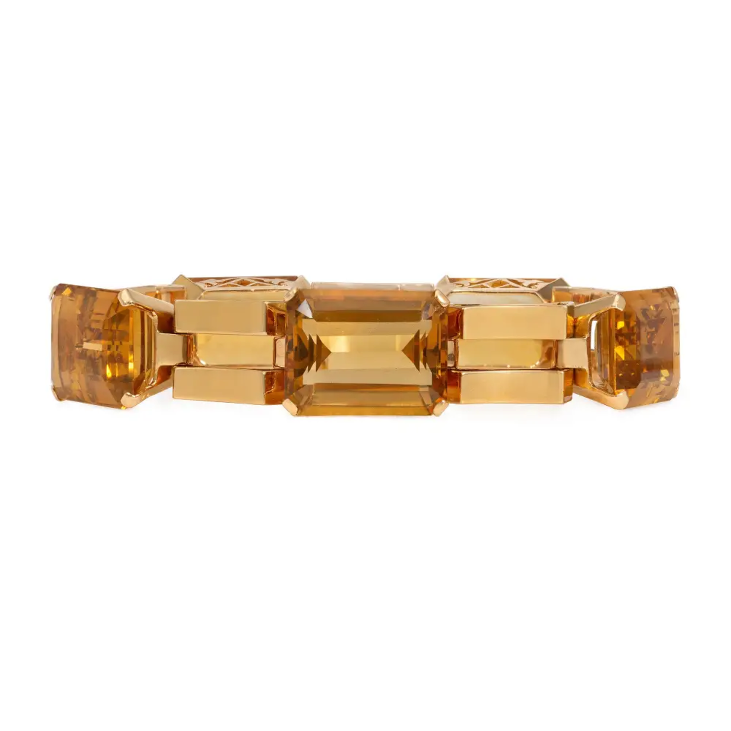 Retro 18KT Yellow Gold Citrine Bracelet front