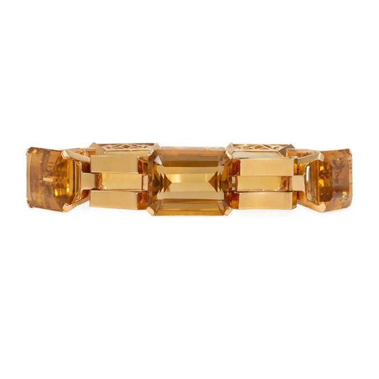 Retro 18KT Yellow Gold Citrine Bracelet front