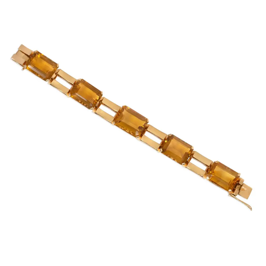 Retro 18KT Yellow Gold Citrine Bracelet front