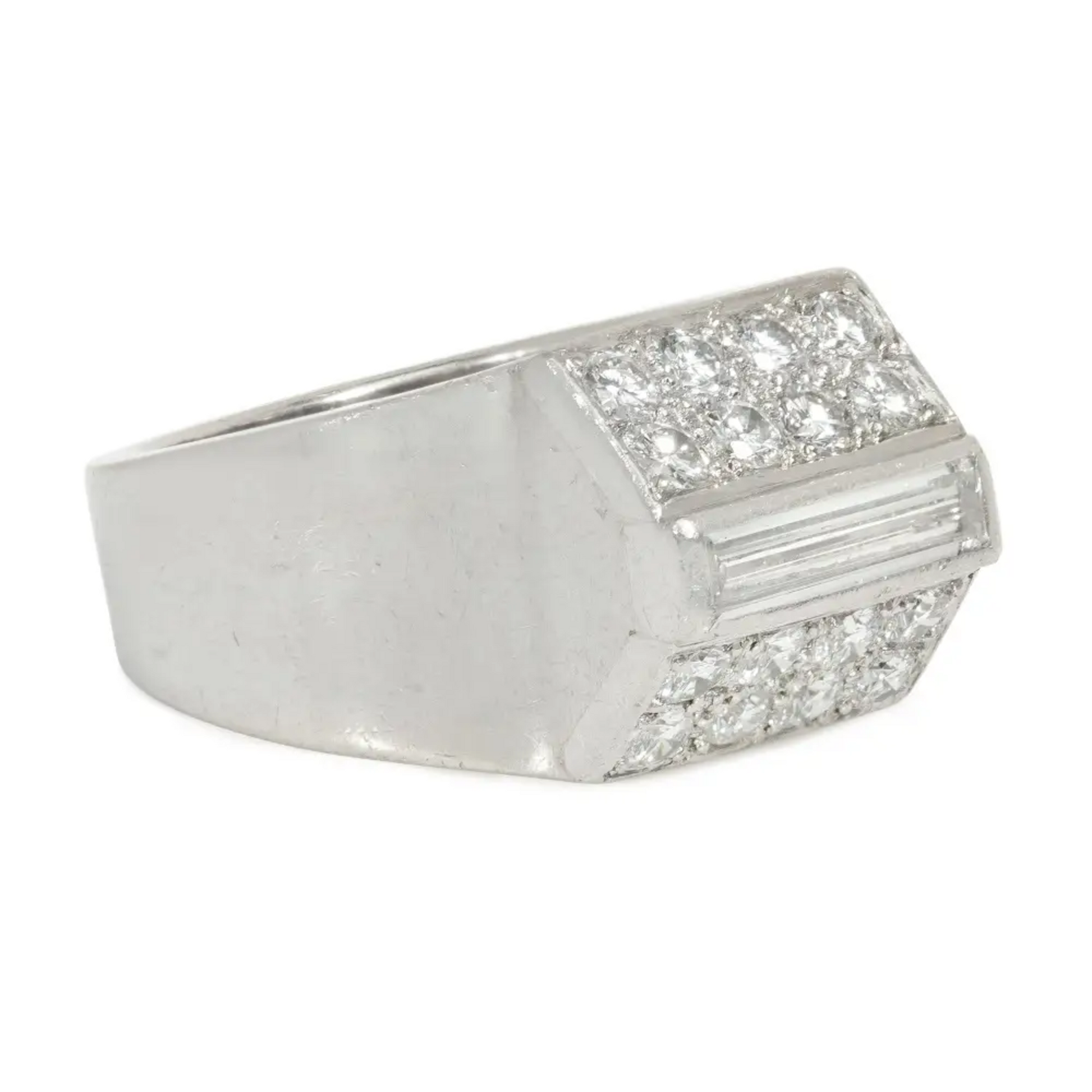 Art Deco Platinum Diamond Ring side