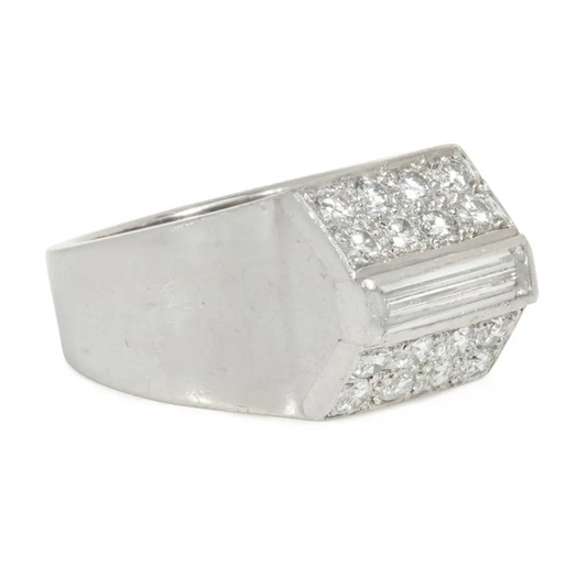 Art Deco Platinum Diamond Ring side