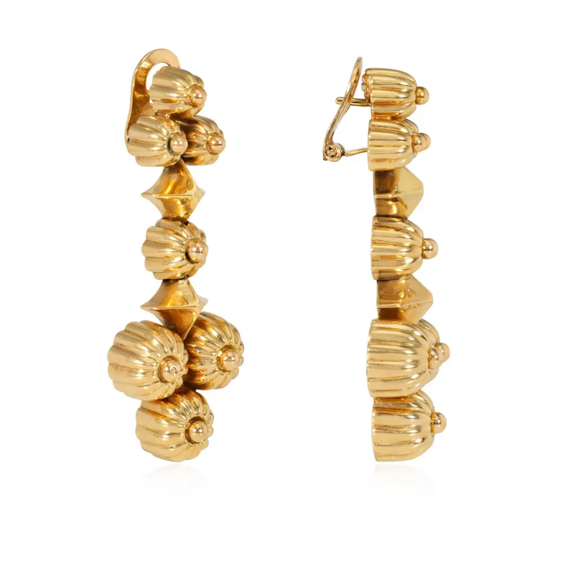 Retro 18KT Yellow Gold Earrings side