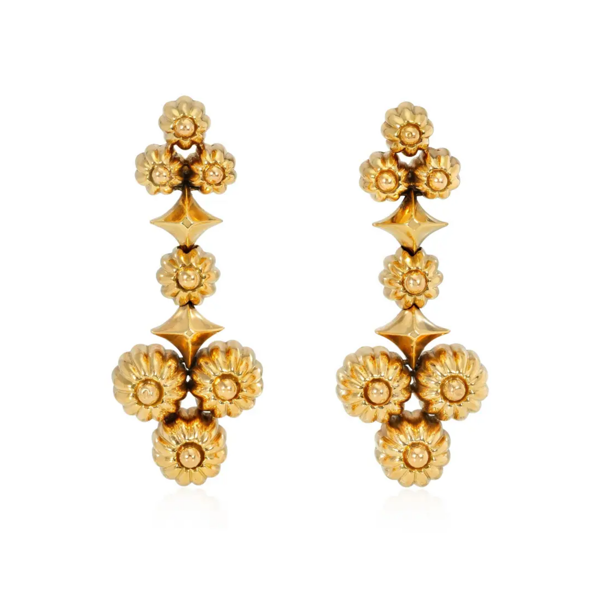 Retro 18KT Yellow Gold Earrings front