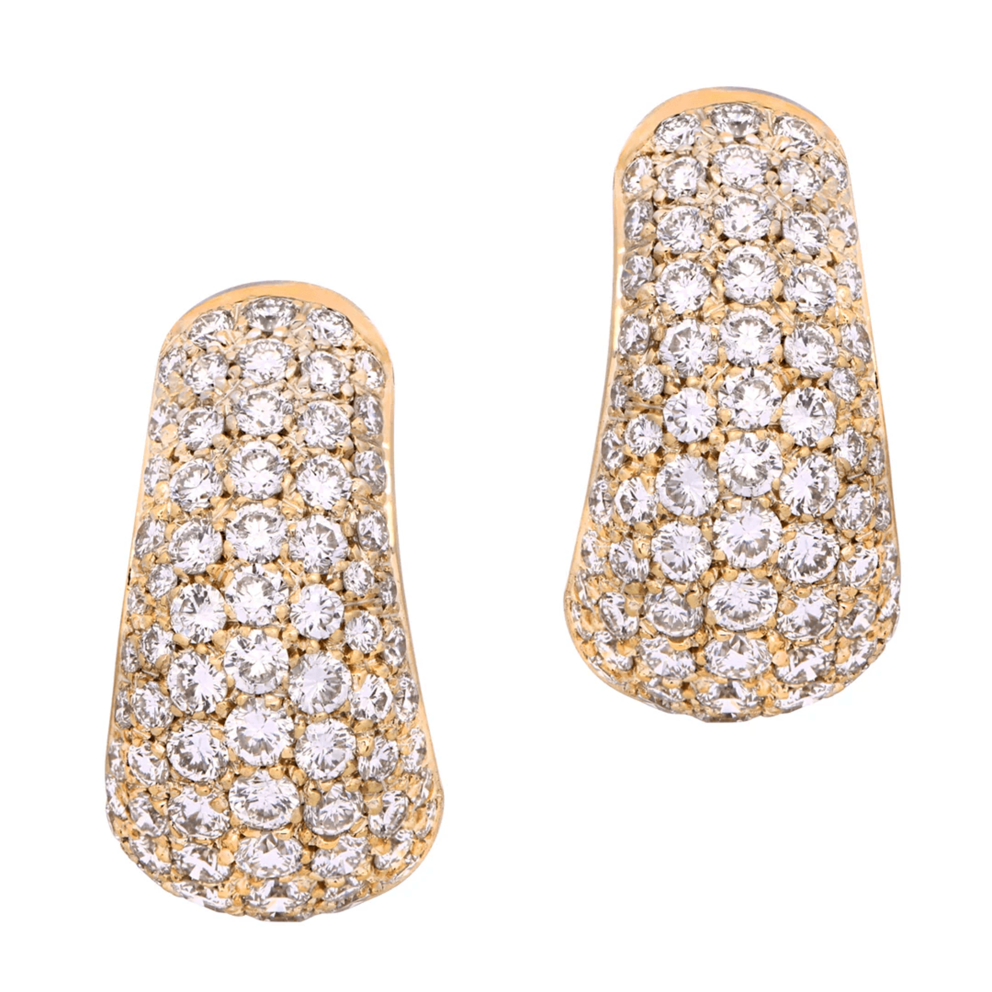 Bulgari Post-1980s 18KT Yellow Gold Diamond Earrings front