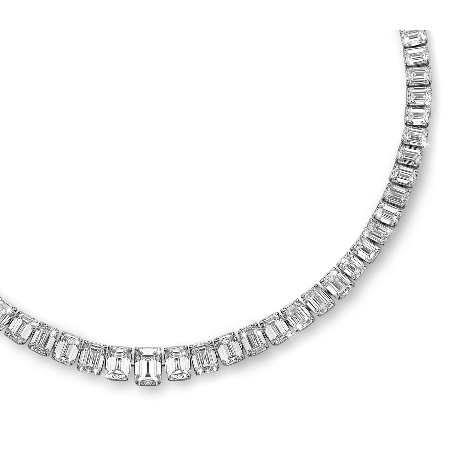 Post-1980s Platinum Diamond Necklace close-up