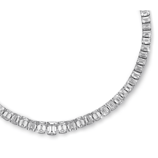 Post-1980s Platinum Diamond Necklace close-up