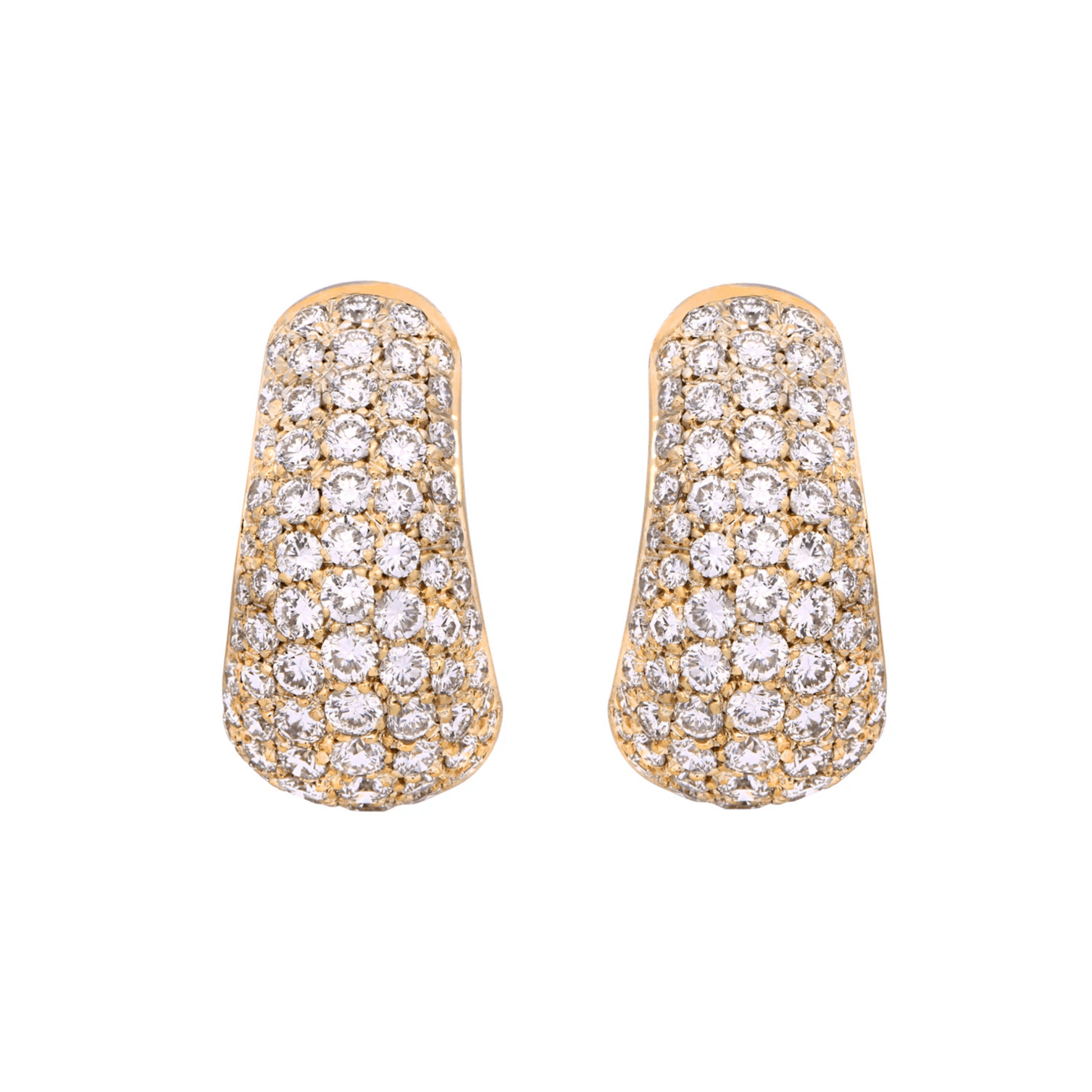 Bulgari Post-1980s 18KT Yellow Gold Diamond Earrings front