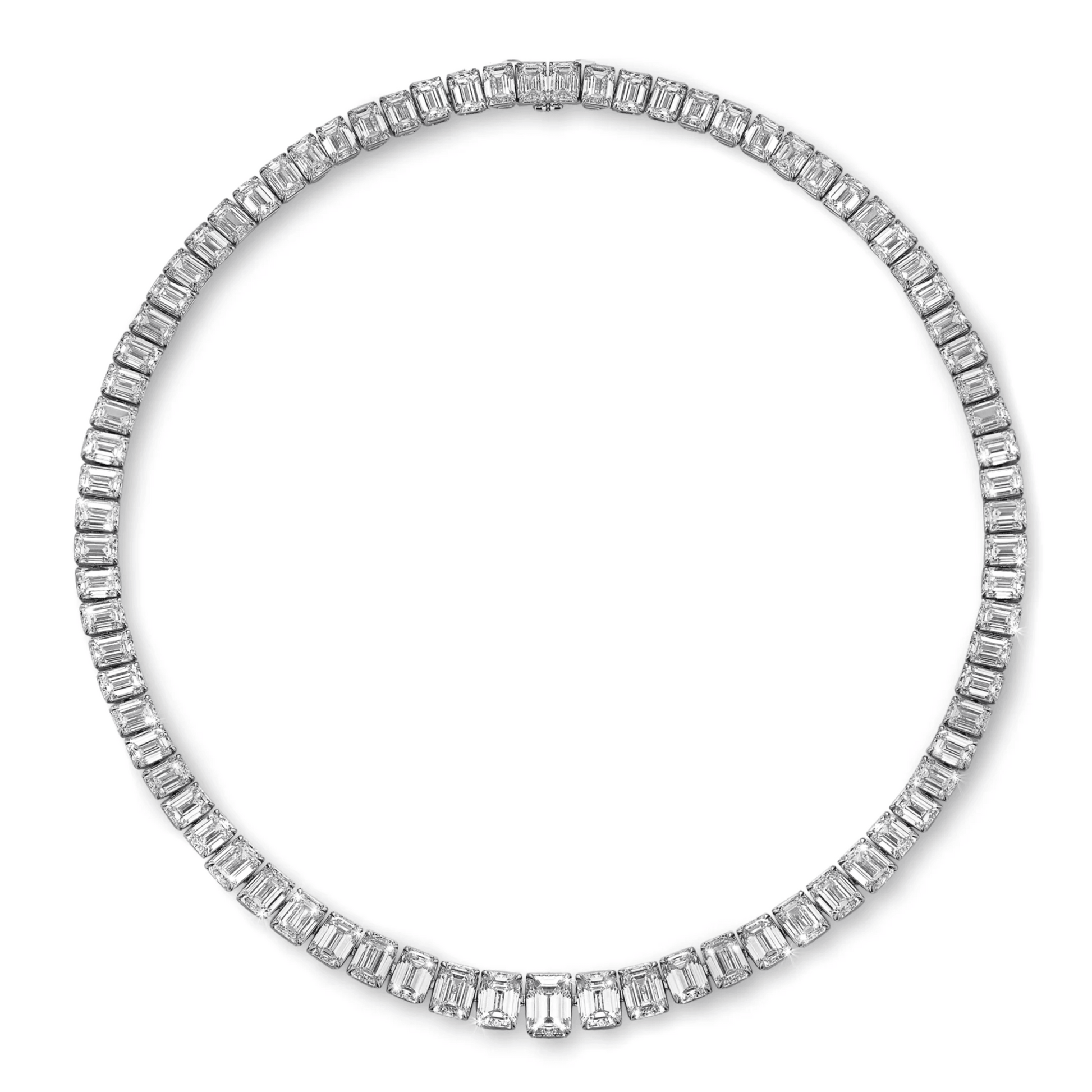 Post-1980s Platinum Diamond Necklace front