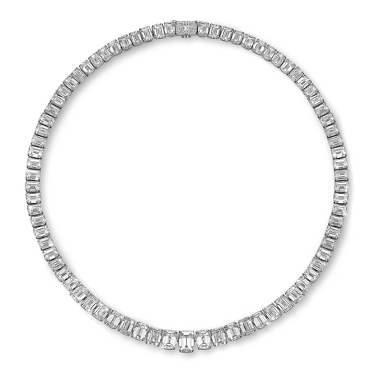 Post-1980s Platinum Diamond Necklace front