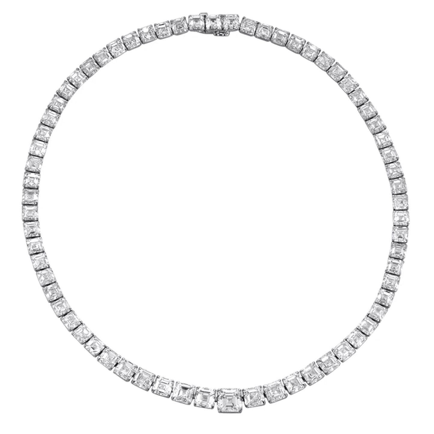 Post-1980s Platinum Diamond Necklace front