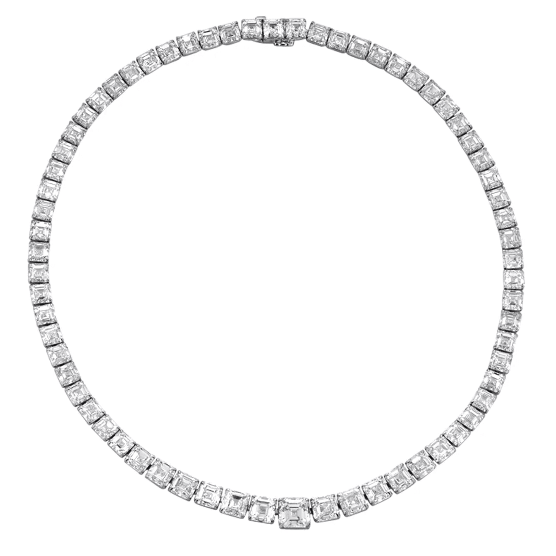 Post-1980s Platinum Diamond Necklace front