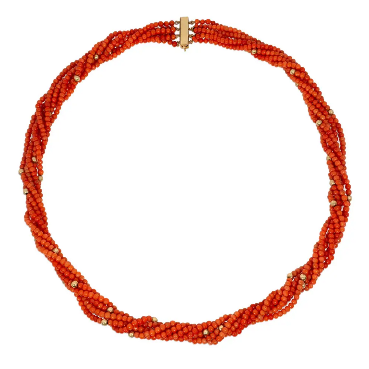 Van Cleef & Arpels 1950s 14KT Yellow Gold Coral Necklace front