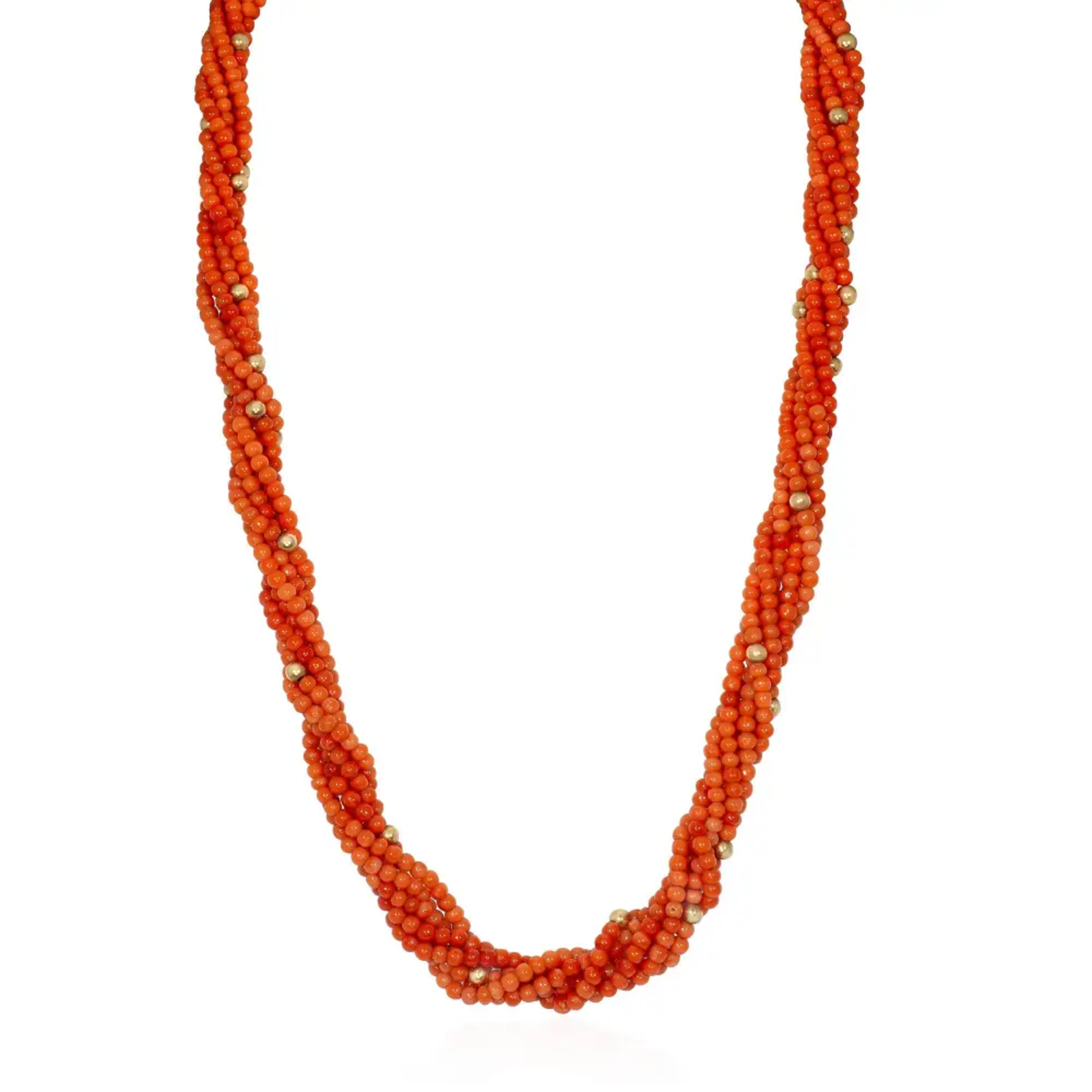 Van Cleef & Arpels 1950s 14KT Yellow Gold Coral Necklace front