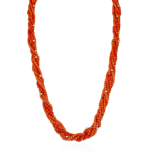 Van Cleef & Arpels 1950s 14KT Yellow Gold Coral Necklace front